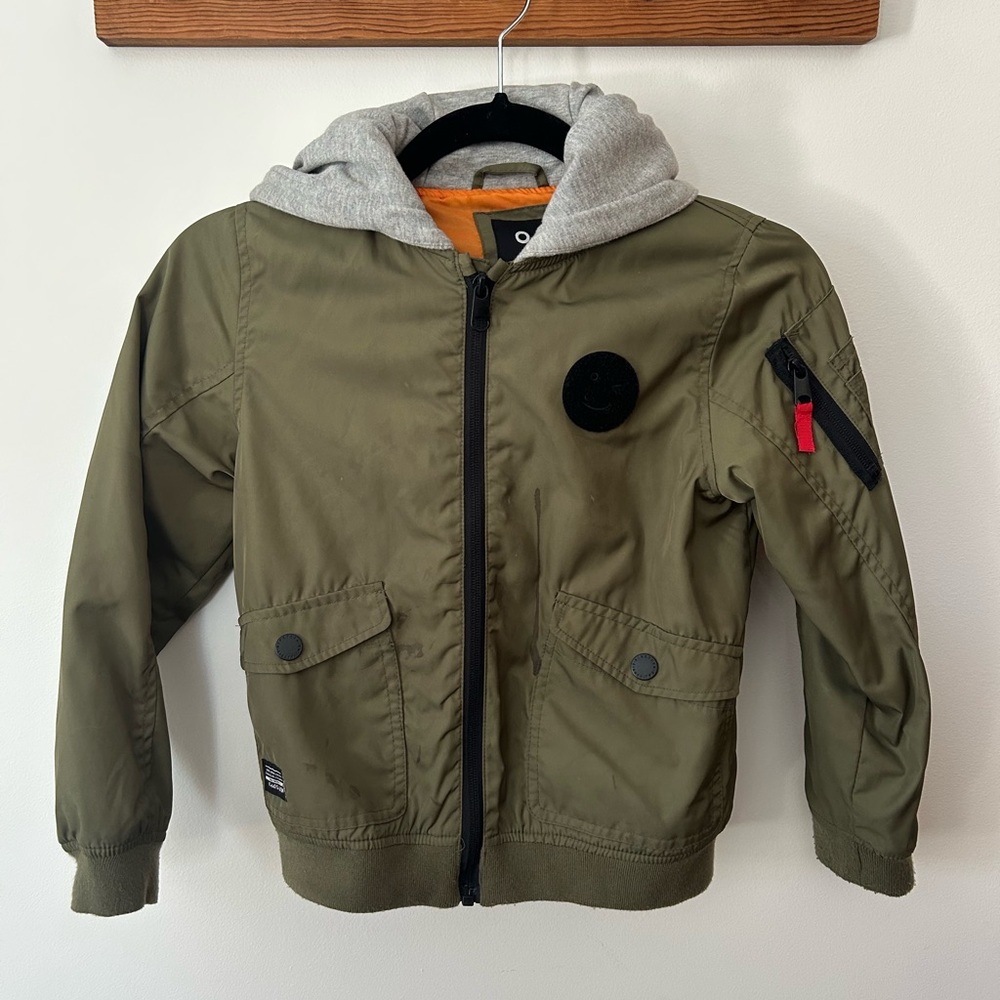 Kids Bomber Jacket with Gray Hood